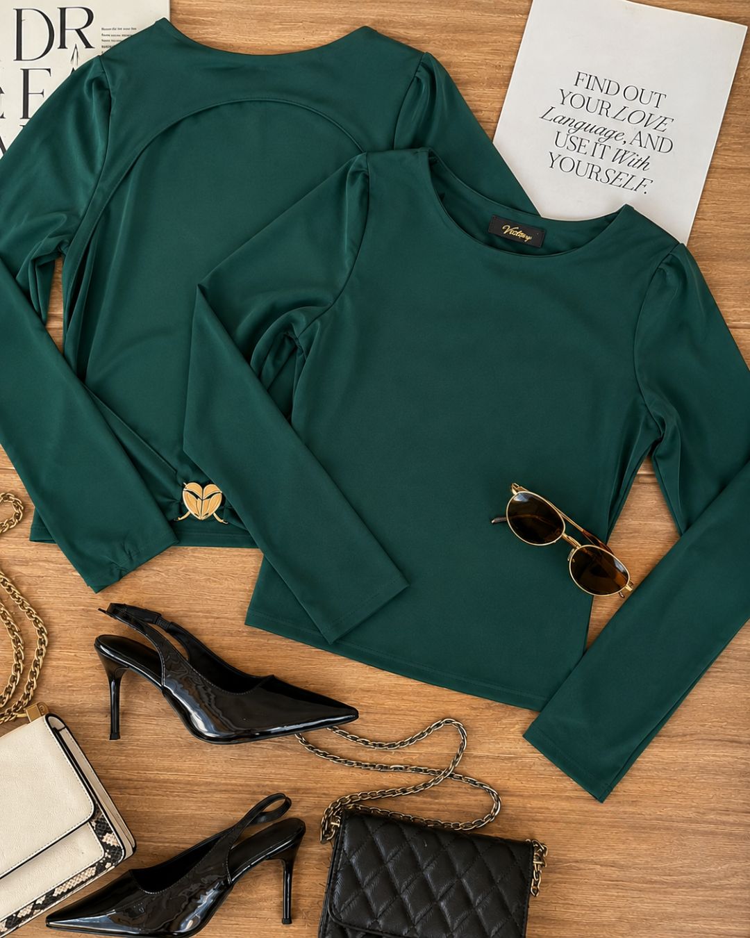 BLUSA MANGA LARGA HERRAJE ESPALDA