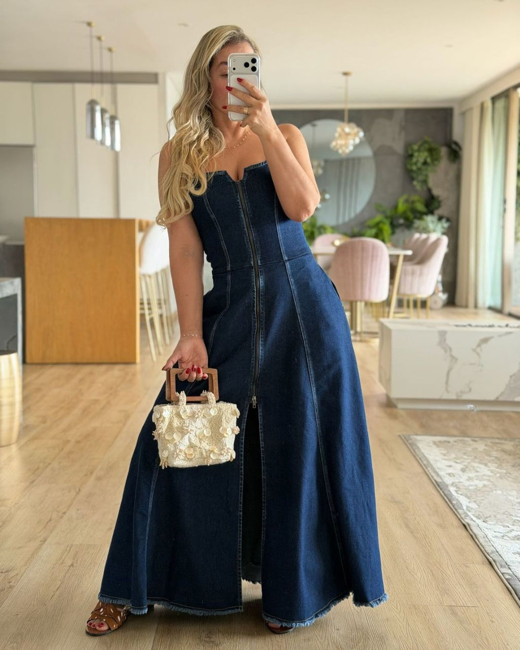VESTIDO LARGO DENIM
