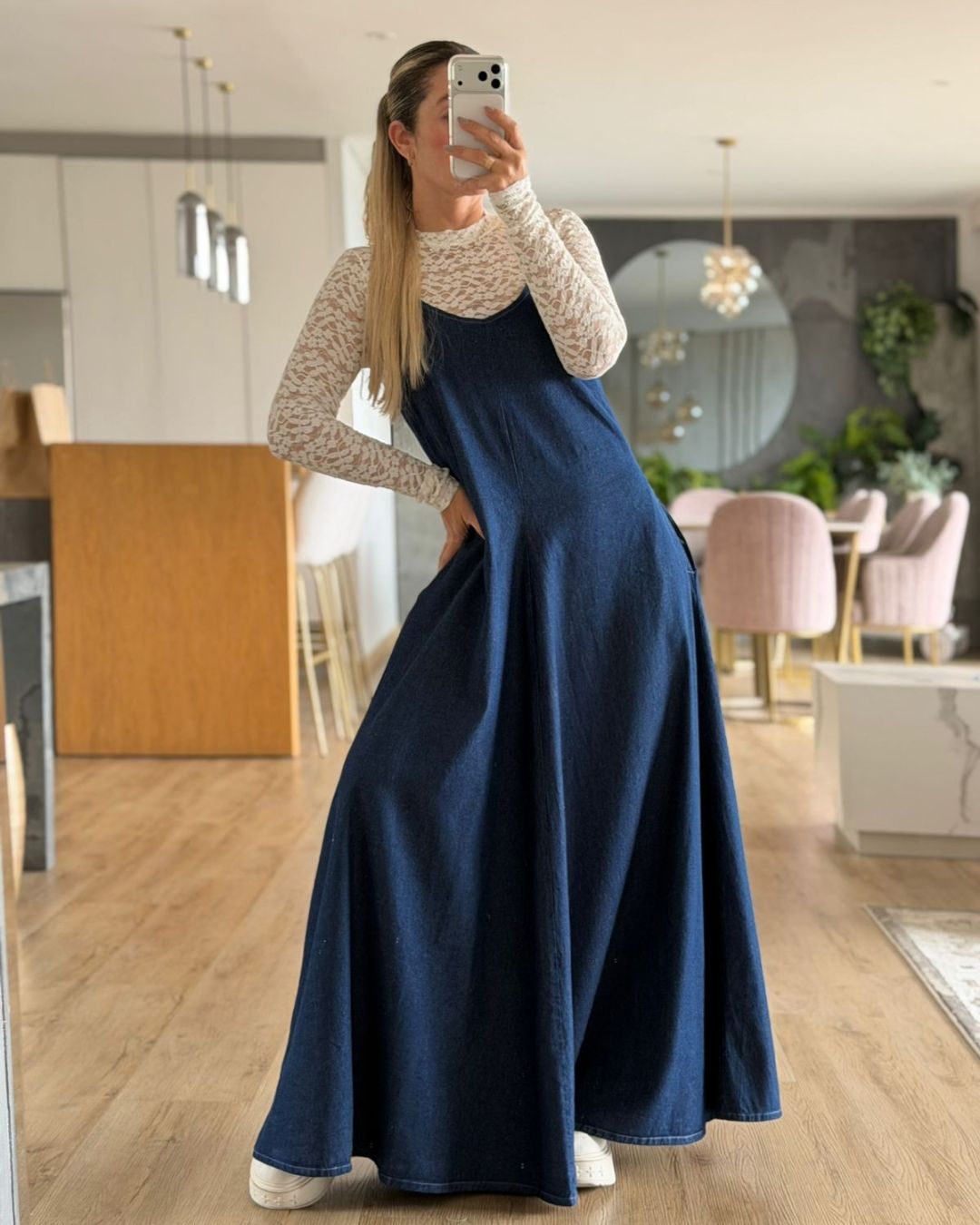 VESTIDO LARGO TIRANTES DENIM