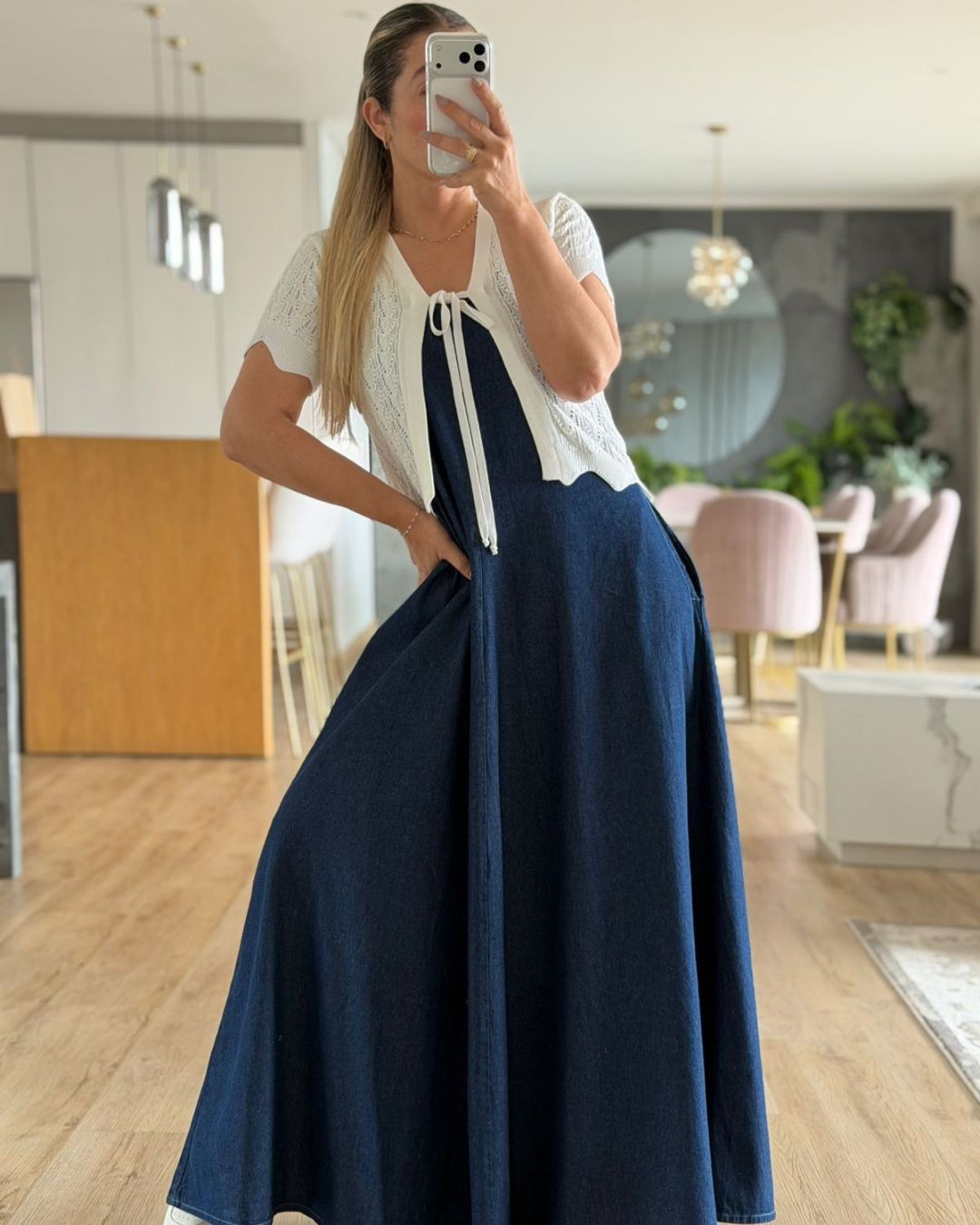 VESTIDO LARGO TIRANTES DENIM
