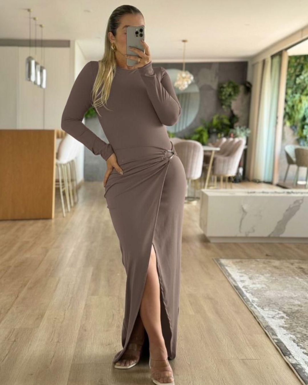 VESTIDO MANGA LARGA CON HEBILLA