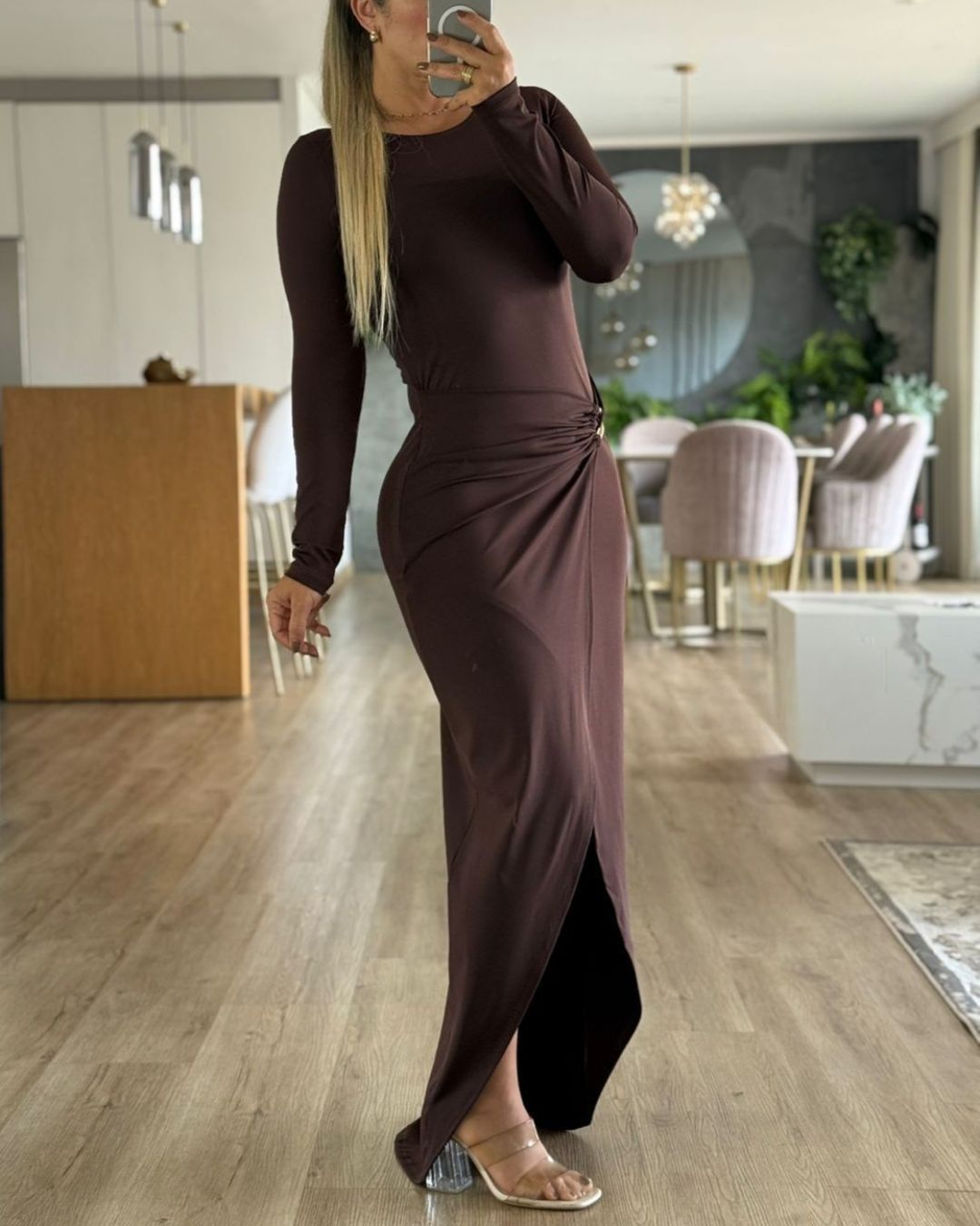 VESTIDO MANGA LARGA CON HEBILLA