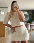 CONJUNTO BLUSA Y FALDA BORDADA