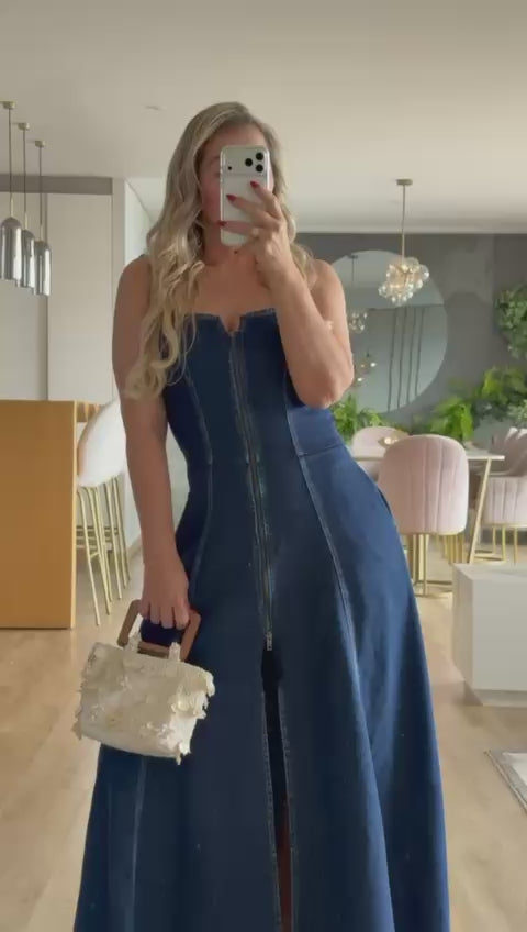 VESTIDO LARGO DENIM